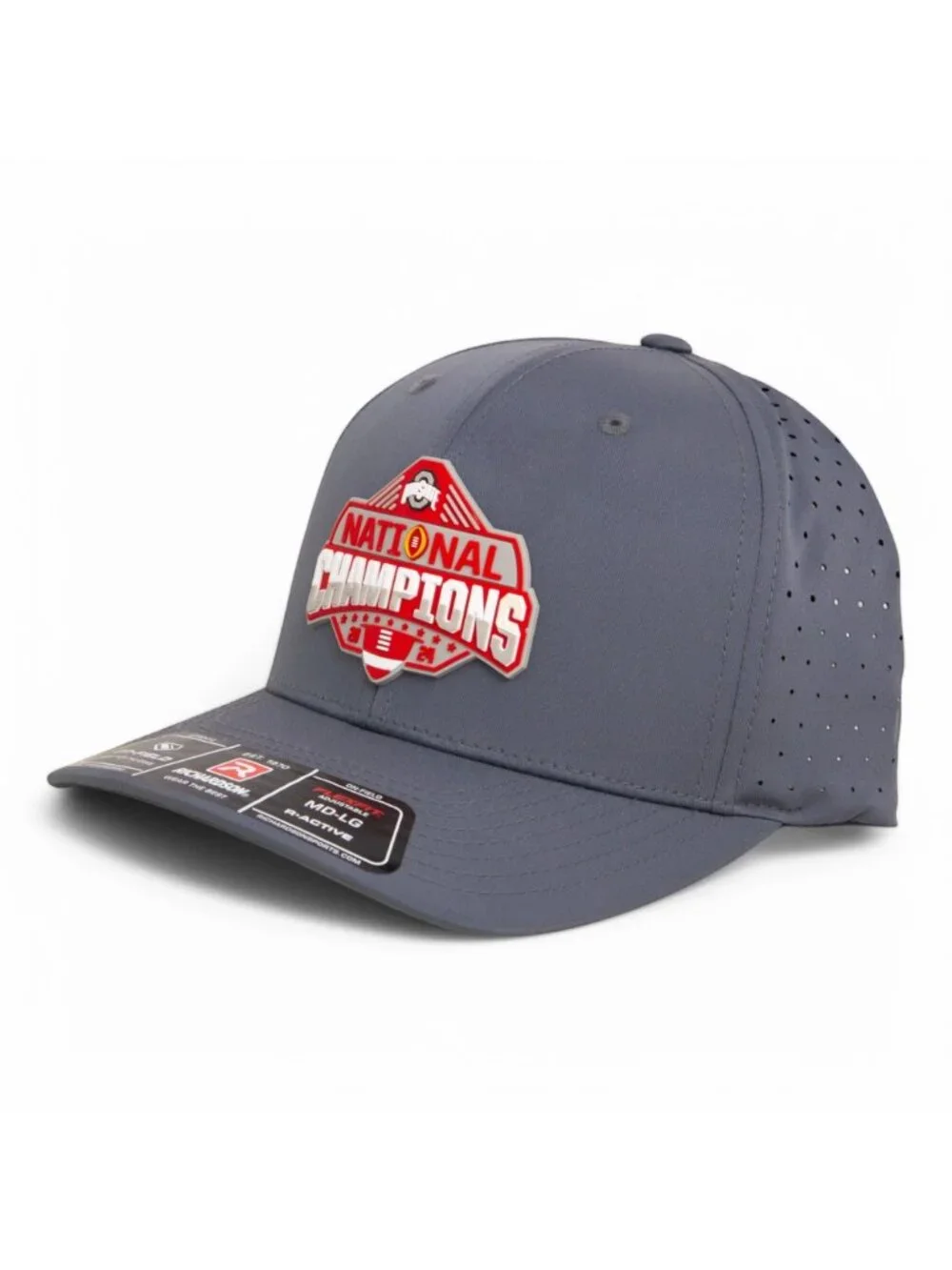 Ohio State Buckeyes 2024 CFP National Champions 3D Laser Perf R-Flex Cap- Char
